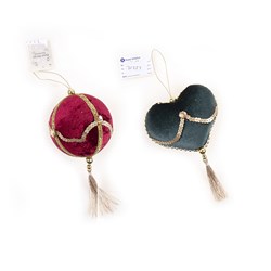Decoration Xmas Ornaments Heart & Ball Asst Cols