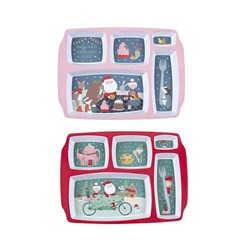 Melamine Plate Xmas Plate 5 Section 31x23x2.2cm 2 Asst