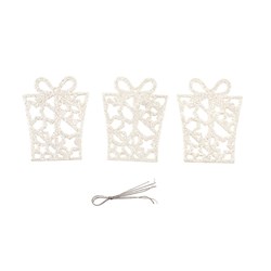 Decoration Xmas Ornaments Gift Box White 3pk