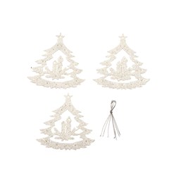 Decoration Xmas Ornaments Tree White 3pk