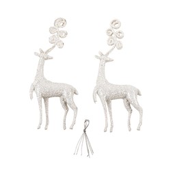 Decoration Xmas Ornaments Reindeer White 2pk