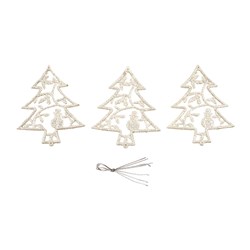 Decoration Xmas Ornaments Tree White 3pk