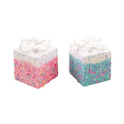 Decoration Xmas Ornaments Gift Box 10x10x12cm 2 Asst