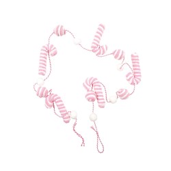 Garland Xmas w Bauble Foam Candy Cane Pink 1.7m