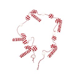 Garland Xmas w Bauble Foam Candy Cane Red 1.7m