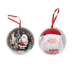 Decoration Xmas Ornaments Bauble Tin 1pk Fillable 3 Asst