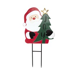 Decoration Garden Stake Xmas Metal Santa 40.5x80cm