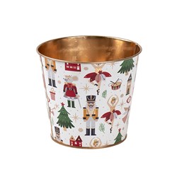 Printed Xmas Metal Pot Bucket 13.3x11.5cm