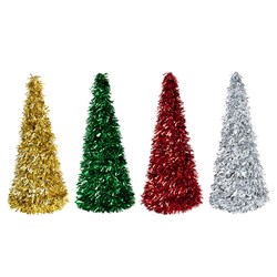 Decoration Xmas Table Tinsel Tree 18.5x46.8cm 4 Asst