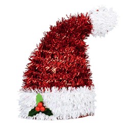 Decoration Xmas Table Tinsel Santa Hat 13.1x11.2cm