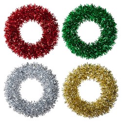 Wreath Decorated Xmas Tinsel Dia40cm 4 Asst Cols