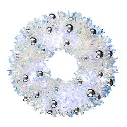 Wreath Decorated Xmas Tinsel w Lights BO Dia47cm
