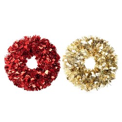 Wreath Decorated Xmas Tinsel Dia46cm 2 Asst Cols