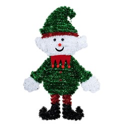 Decoration Xmas Hanging Sign Tinsel Jumbo Elf 55.7x37cm