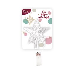 Decoration Xmas Tree Topper w Lights BO 15.5x19cm