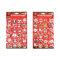 Stickers Xmas 3D 24pk 2 Asst