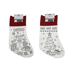 Xmas Canvas DIY Colour Stocking Set 41x23cm 2 Asst