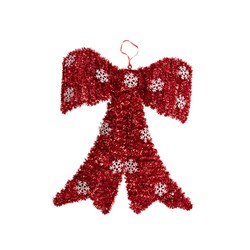 Decoration Xmas Hanging Sign Tinsel Jumbo Bow 44.5cm