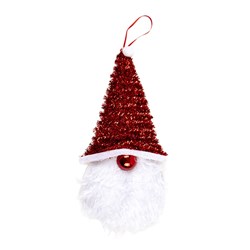 Decoration Xmas Hanging Sign Tinsel Gnome 38x15.5cm