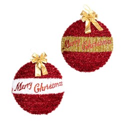 Decoration Xmas Hanging Sign Tinsel Jumbo Bauble 43.7cm