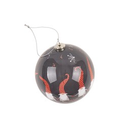 Decoration Xmas Bauble w Print 7.5cm PDQ