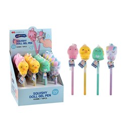 Lazy Star Pen Gel w Squishy Topper 4 Asstd Design Blue Ink