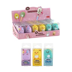 Lazy Star Sharpener Pencil 3 Asst Design Unicorn Duck