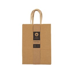 Shopping Bag Kraft Paper 4Pk 120gsm Small 15x21x8cm