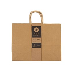 Shopping Bag Kraft Paper 4Pk 120gsm Large 32x25x11cm