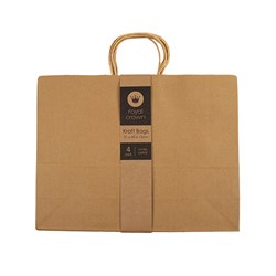 Shopping Bag Kraft Paper 4Pk 120gsm Extra Large 31x40x13cm