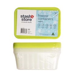 Container Freezer Plastic Clear w Green Lid Ribbed