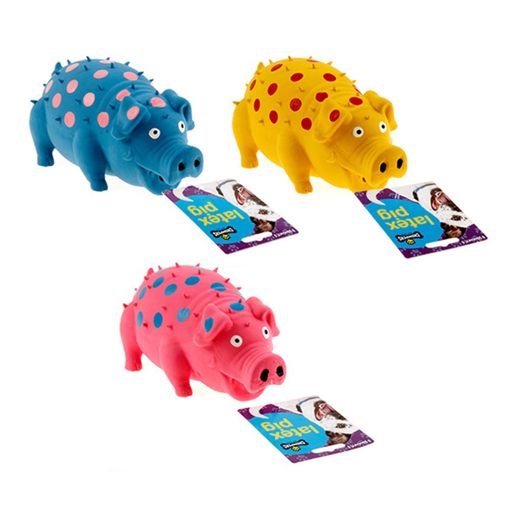 Pig ☆ 57997 - Dog Toy Pig Latex 20cm 3 Asstd Colours - Dats