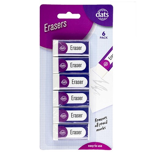 52415 Eraser Vinyl 6pk Dats