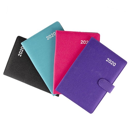 52994 Diary A4 DTP PU w Embossing w Clasp 4 Asstd Cols Dats