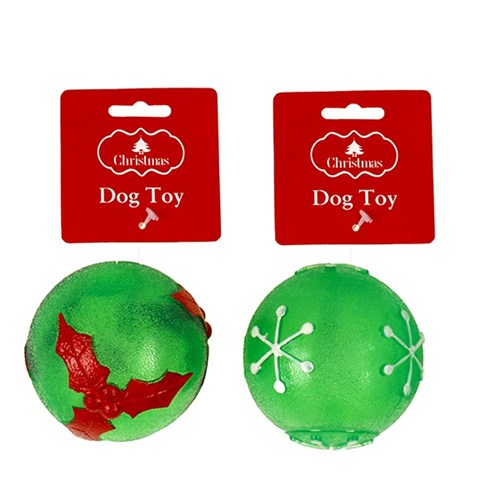 62654 Dog Toy Xmas Snowball TPR 2 Asstd Dats