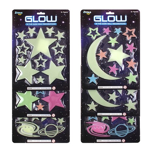 63117 Toys Stars Glow in the Dark 3 Designs 2 Asst cols Dats