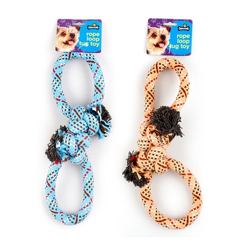67405 Dog Toy Rope Double Loop Knotted 33cm 2 Asst Dats