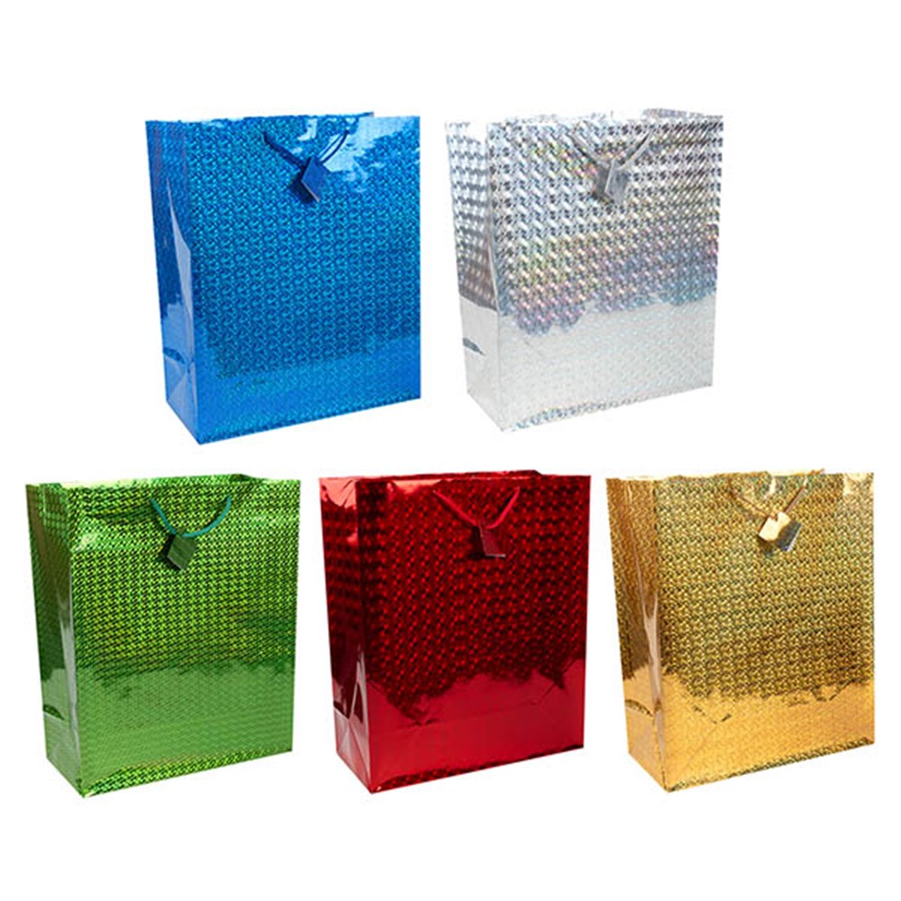 50347 Gift Bag HOLOGRAPHIC Jumbo 40.5x49x19cm Asstd Cols Dats
