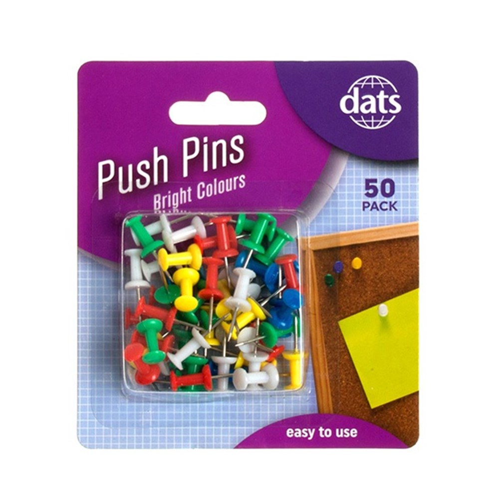 52738 Pin Push Asstd Cols 50pk Dats