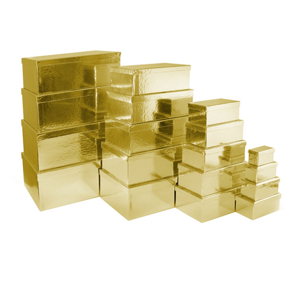 55791 Gift Box Set 18 Rect Metallic Gold Dats