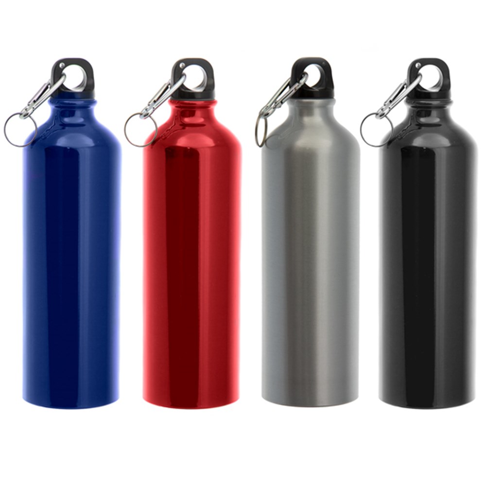 56628 Drink Bottle 750ml Aluminium w/ Carabiner 4 Asstd Colours Dats