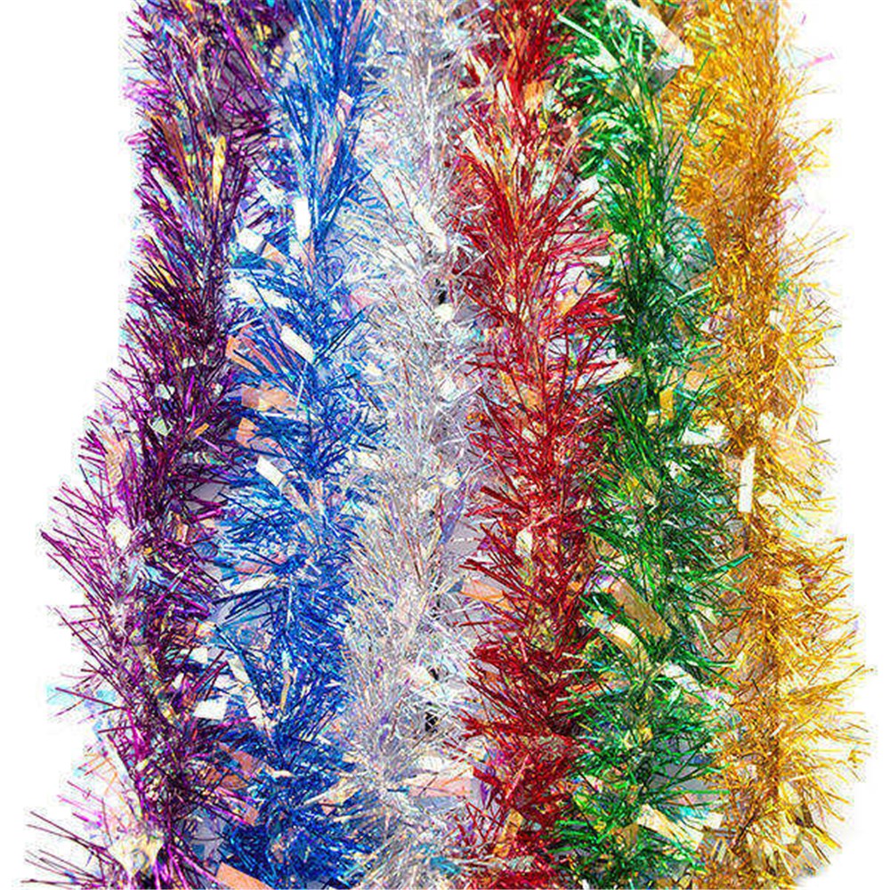 58924 Tinsel Xmas PET 90mm 2M 6ply w Iridescent Asstd Dats