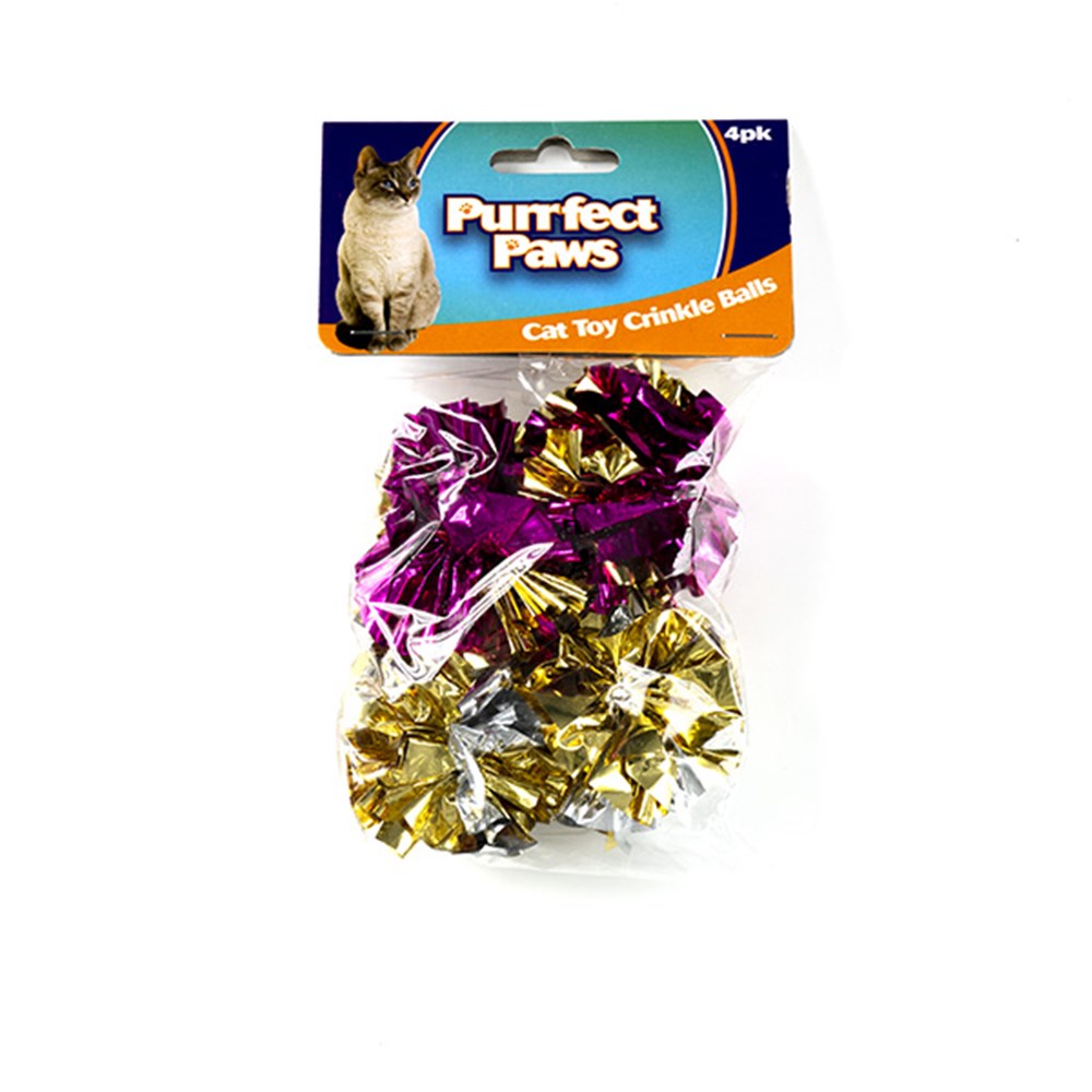 59705 Cat Toy Foil Crinkle Balls Pk4 Dats