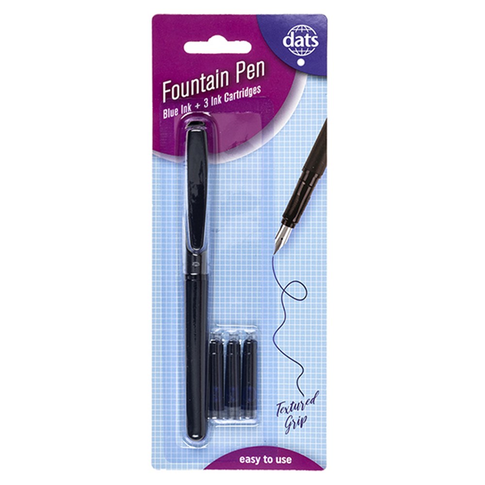 61273 - Pen Fountain w 3 Ink Cartridges Blue Ink - Dats