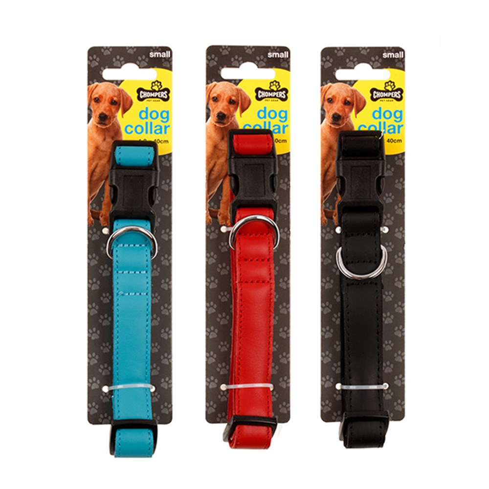 61374 Collar Dog Leather + Neoprene Small 1.9x40cm 3 Asstd Colours Dats