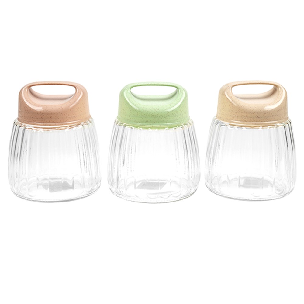 61407 Glass Storage Jar w Plastic Lid 1L 3 Asstd Cols Dats