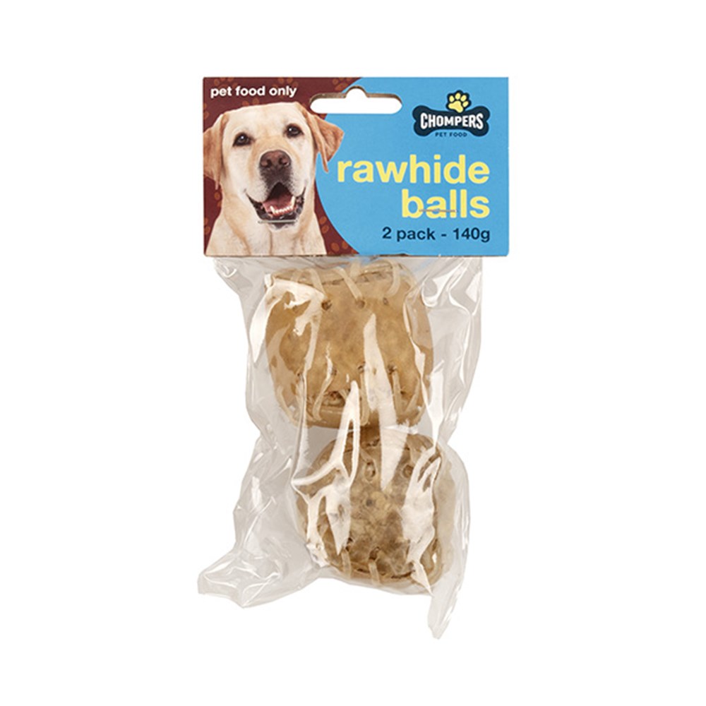 61425 Dog Beef Rawhide Balls 5cm Pk2 140g Dats