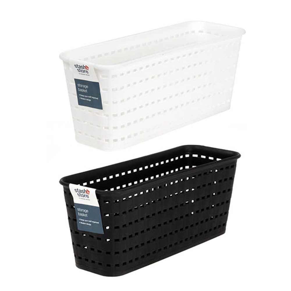 61679 Basket Storage PP Basket Weave 2 Asstd Cols 26x9x10.5cm Dats