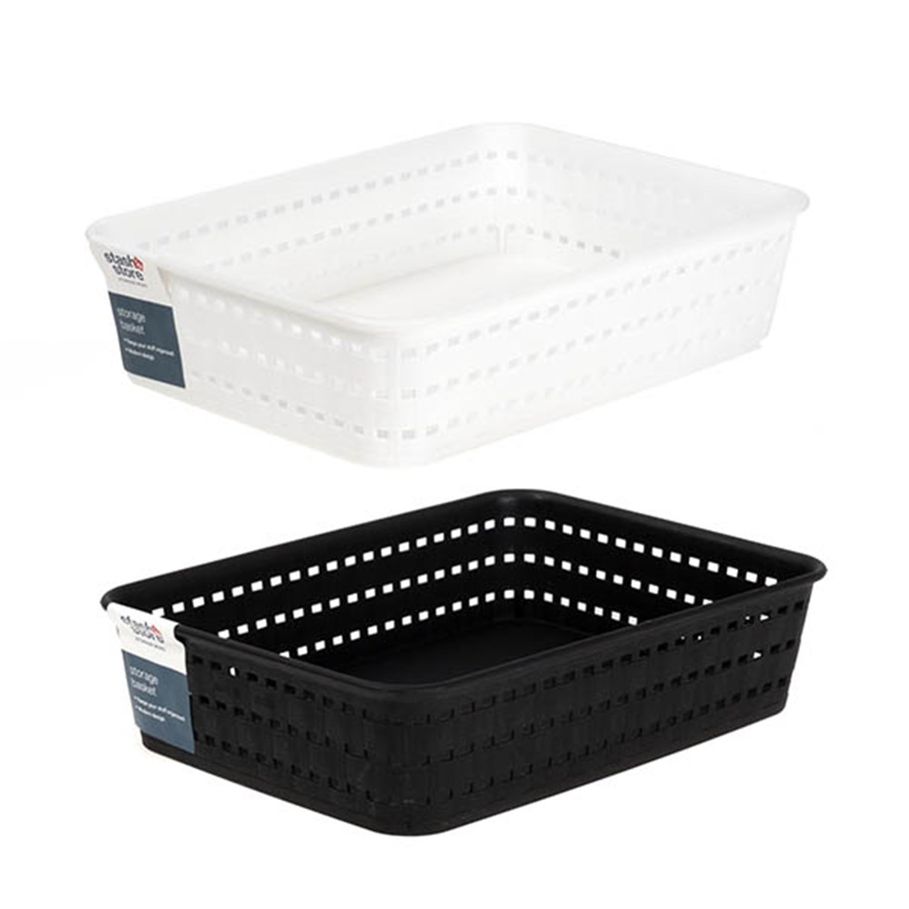 61680 Basket Storage PP Basket Weave 2 Asstd Cols 25x18.5x6xcm Dats
