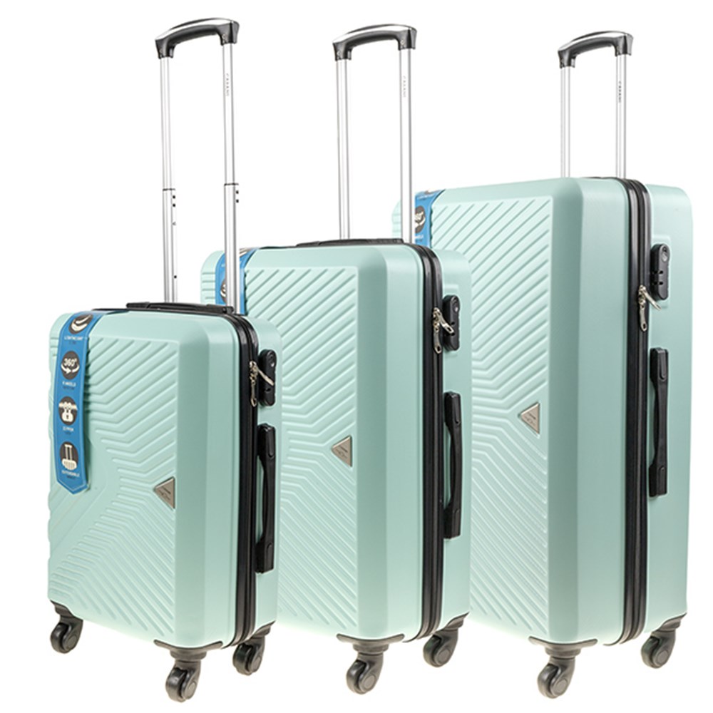 62207 Luggage Set 3 ABS 4 Wheel 68cm 58cm 48cm Matt Light Green Dats